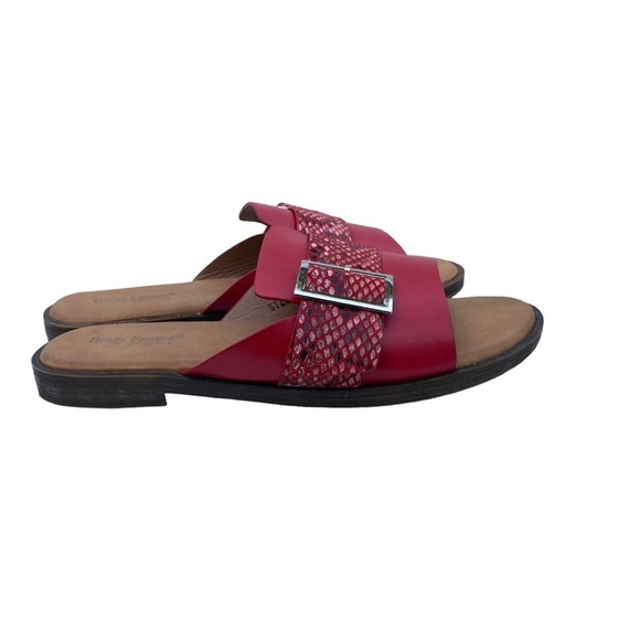 Henry Ferrera Comfort-B‎ Faux Leather Slip On Sandals Slides Color Red Size 8 - Picture 1 of 9